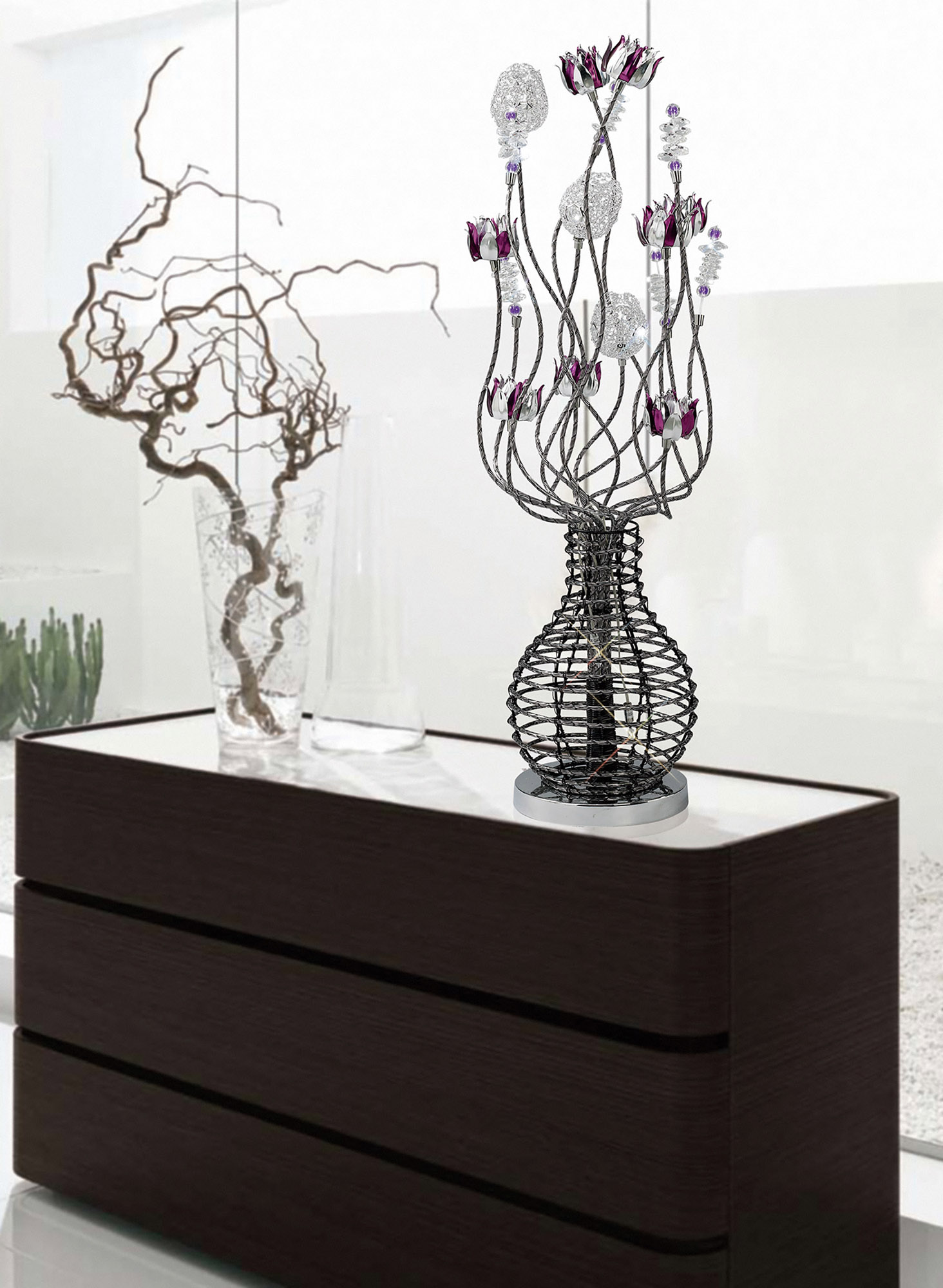Viola Aluminium Crystal Table Lamps Diyas Home Armed Table Lamps Viola Aluminium Crystal Table Lamps Diyas Home Armed Table Lamps